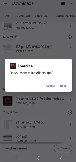 Freecine APK Installation. Freecine APK Installation.